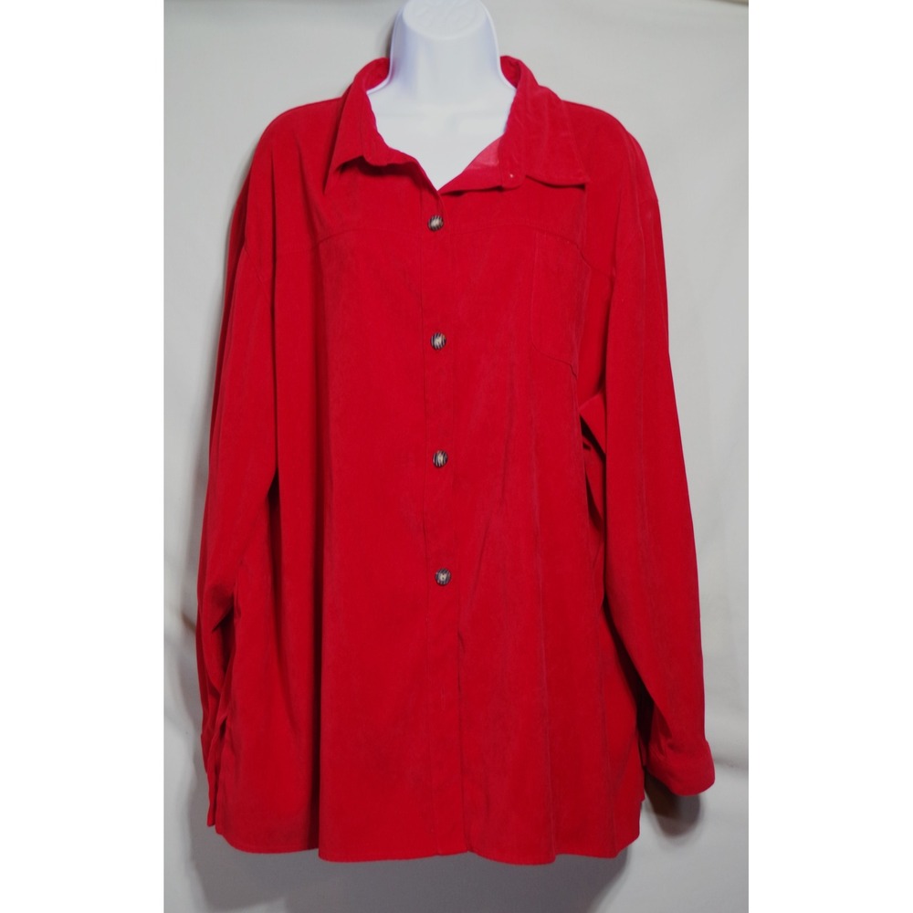 Sag Harbor Woman Plus Size 24W Red Long Sleeve Button Up Shirt